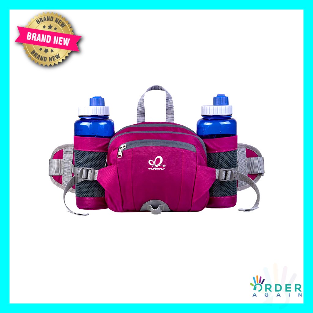 Large Waist Pack With Water Bottle Holders Adjustable Belt Hiking Running Sling